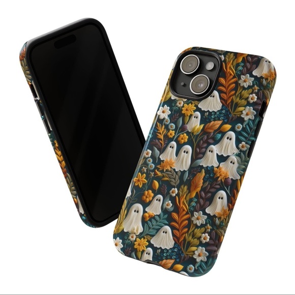Hide and Go Spook Clay Ghosts in Flowers Halloween IPhone 14 Pro Magsafe Case - Picture 11 of 11